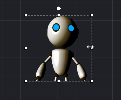 A selected sprite using Pixscape Studio's regular square transform handles