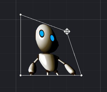 A deformed sprite using round vertex handles in direct quad editing