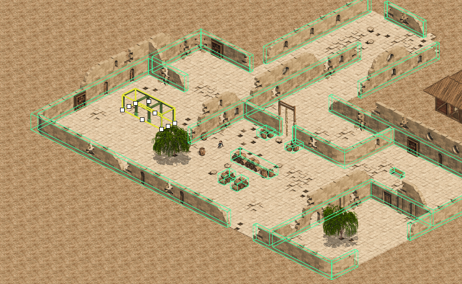 Spatial volumes outlined over an isometric scene in Pixscape Studio