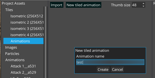 New tiled animation dialog