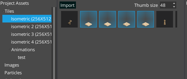 Selecting source tiles to add to a tiled animation