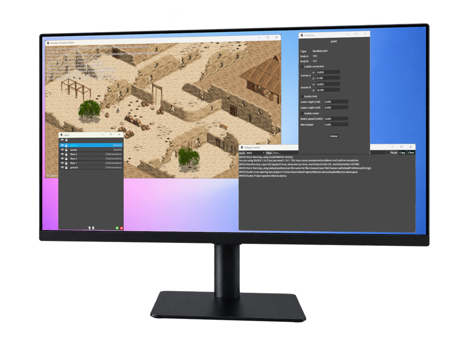 Pixscape Studio panels arranged on the right monitor
